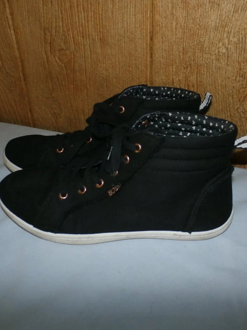 BOBS by Skechers Women’s Black High Top Lace Up Sneakers Comfort Shoes Size 8